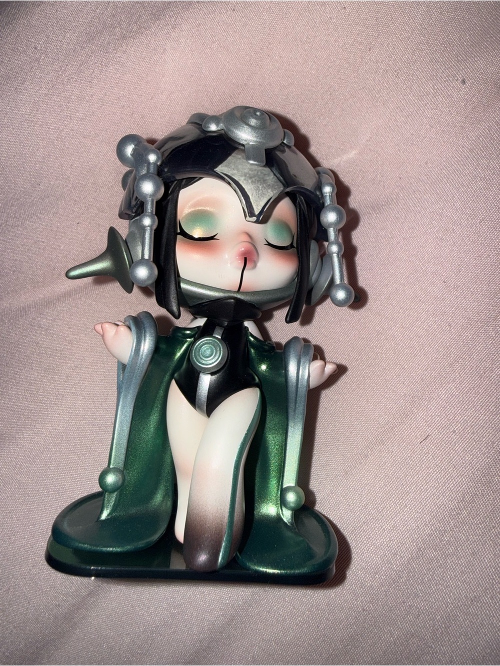 Green and Silver Fantasy Figurine Collectible